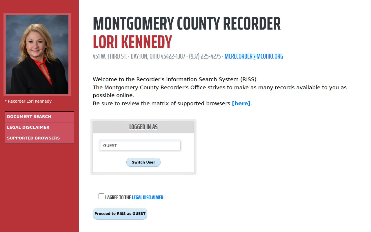 Montgomery County residents directory Recorder RISS records search