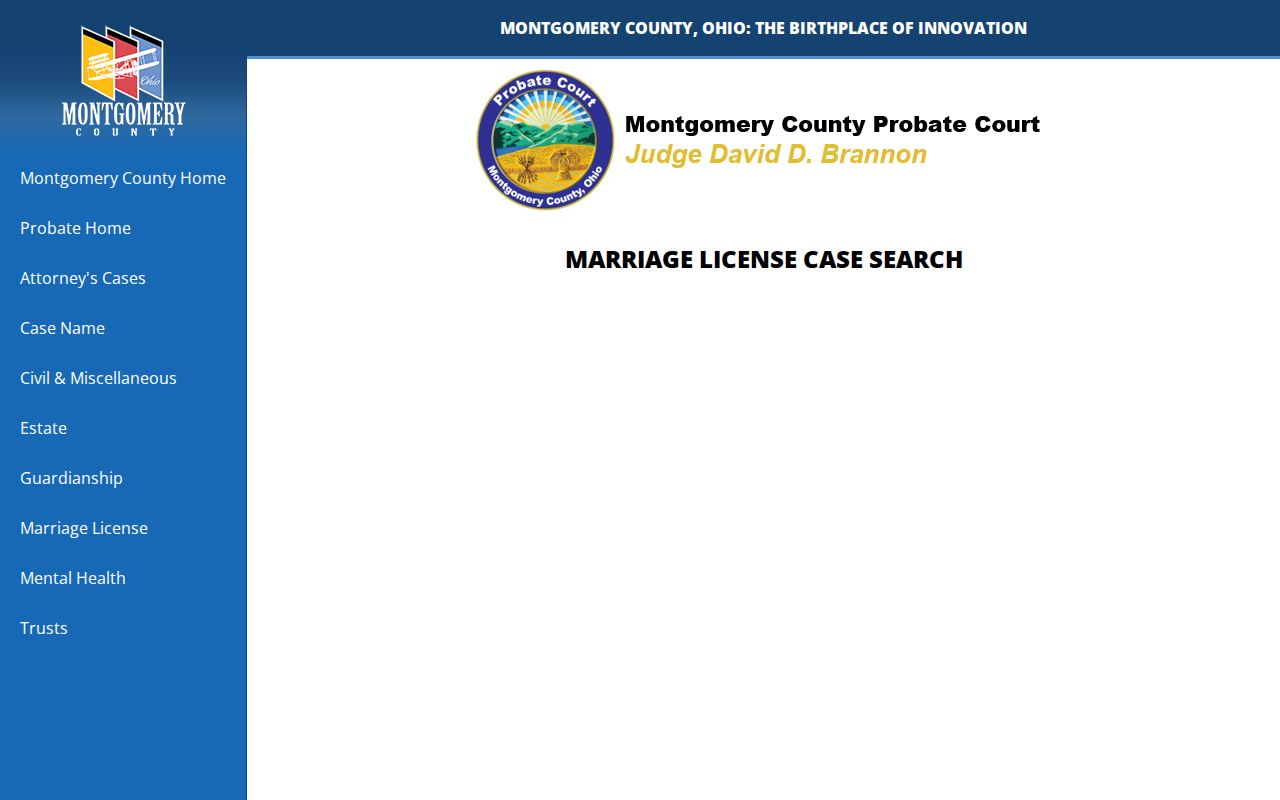 Montgomery County resident lookup marriage license case search