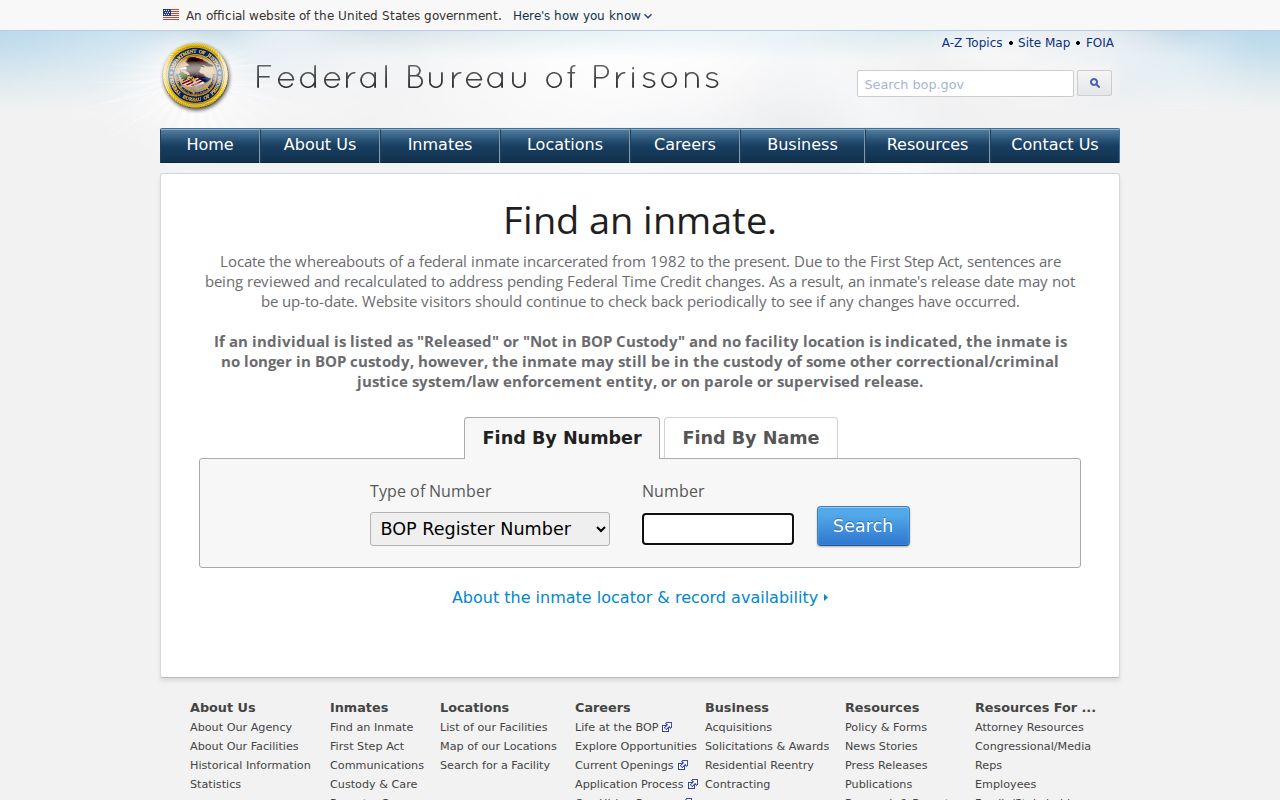 Montgomery County resident lookup Federal Bureau of Prisons inmate locator