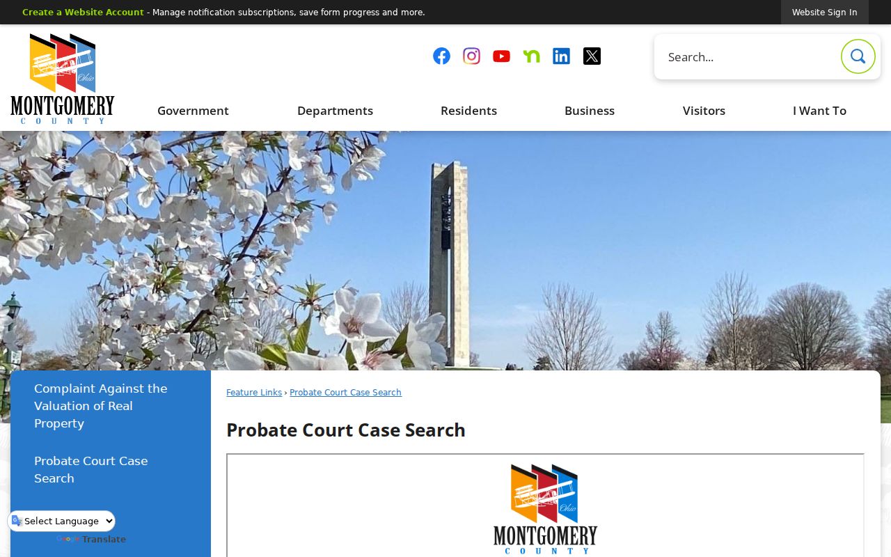 Montgomery County resident lookup Probate Court case search