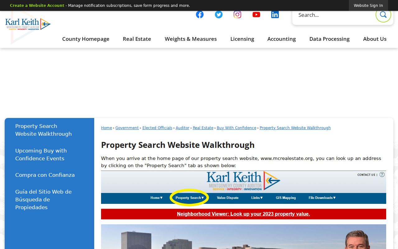 Montgomery County street directory official property search walkthrough