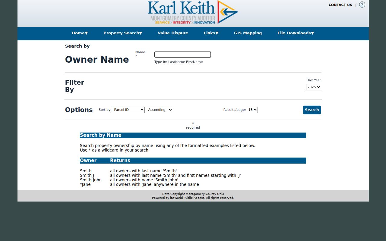 Montgomery County street directory owner search in MCRealEstate